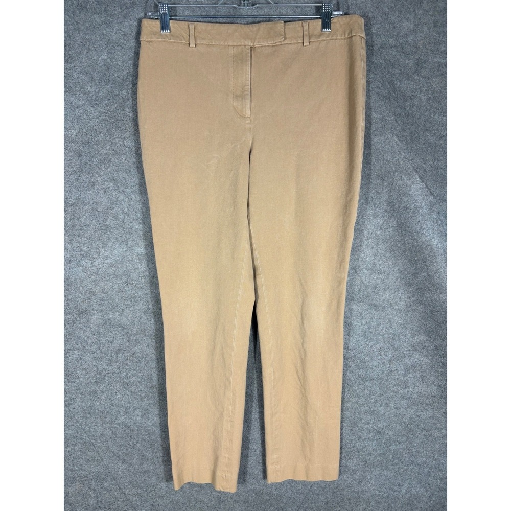 Talbots High Waist Slim Pants Womens 10 Tan Khaki Cotton Blend Ankle Trousers
